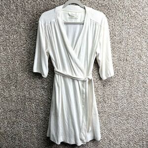 Soma Robe Women’s Medium Ivory White Bamboo Terry Knit Tie Waist
